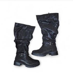 Extra Wide Calf Slouchy Knee High Boots Wide Width Low Heel Black Women’s 10XW